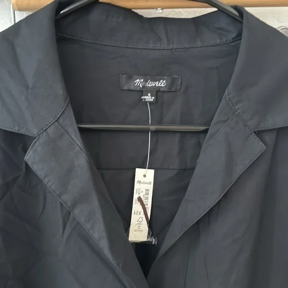 Madewell Black Belted Mini Shirt Dress Long Sleeve Button Down Small - Picture 5 of 7
